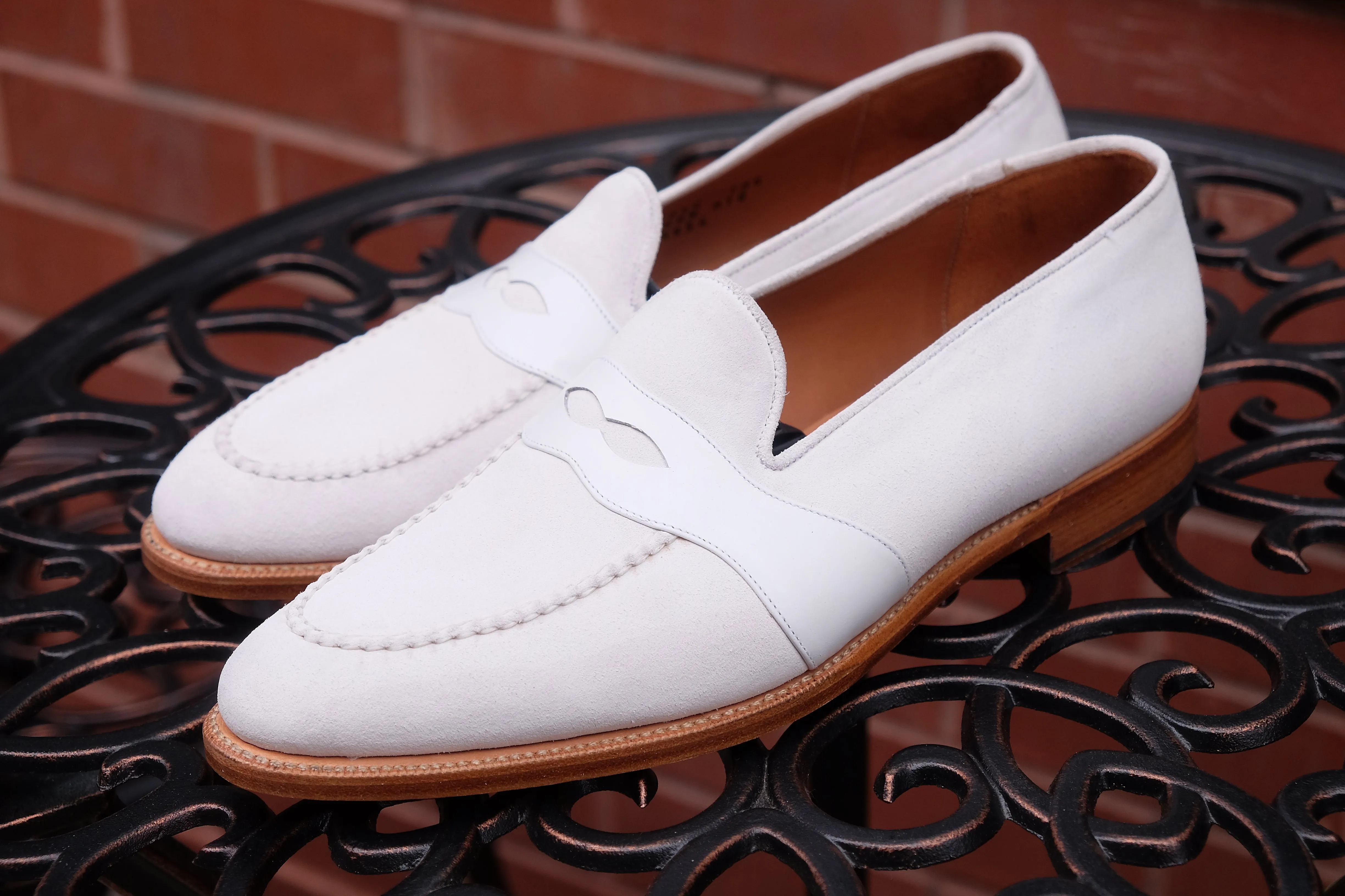 Madison - MTO - White Suede / White Calf - TMG Last - Single Leather Sole