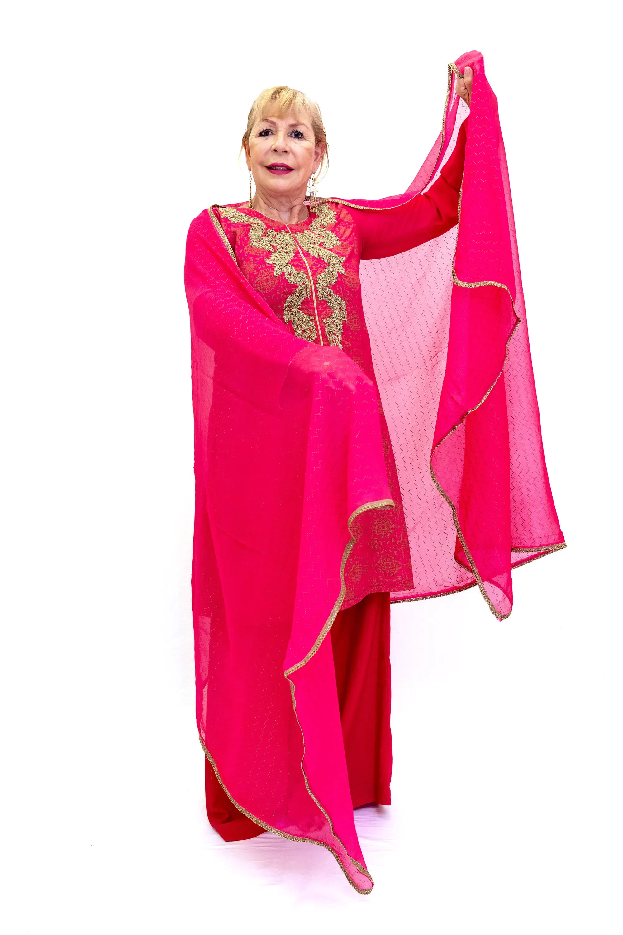 Magenta Chiffon Salwar Kameez - Suit