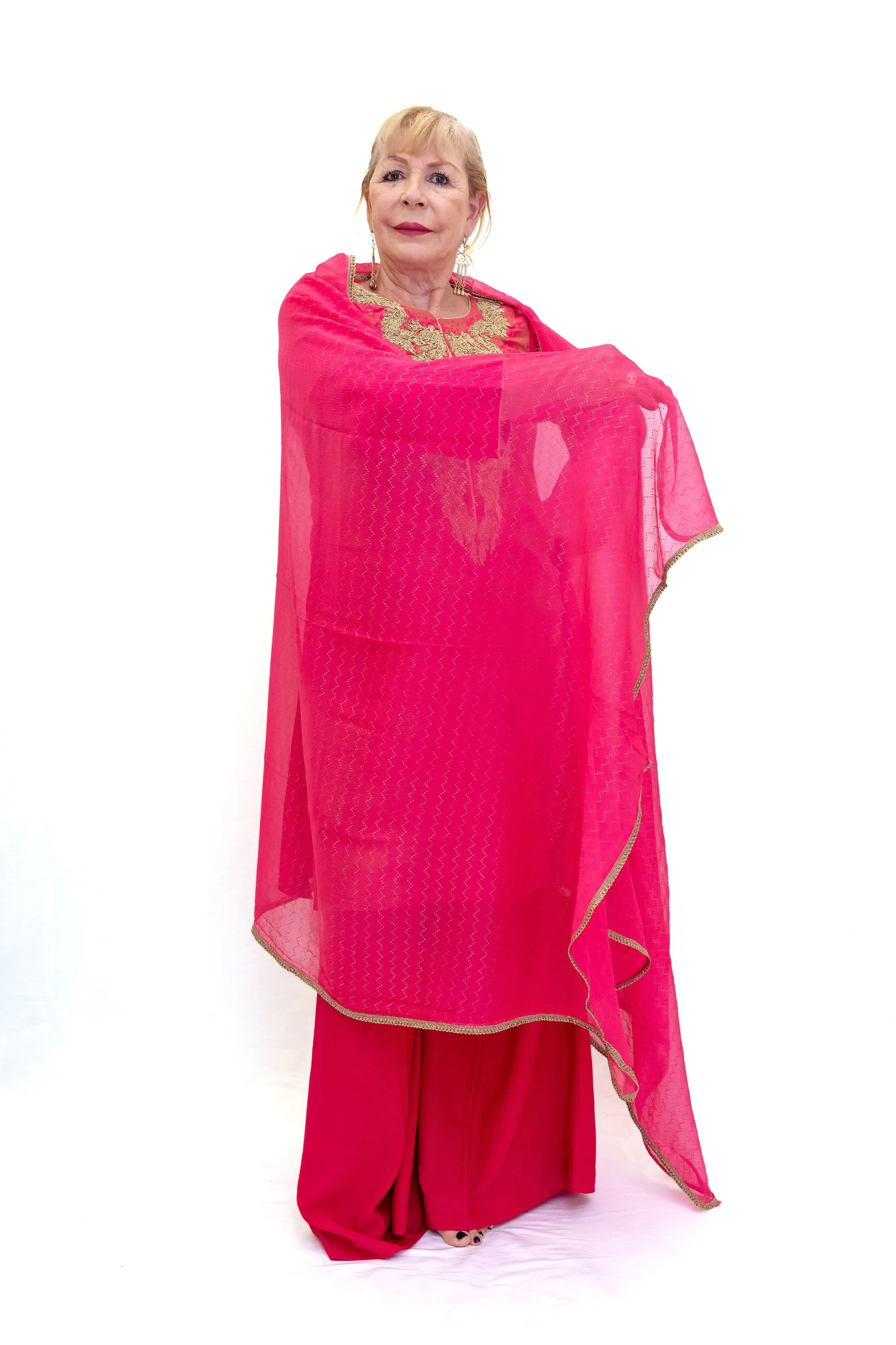 Magenta Chiffon Salwar Kameez - Suit
