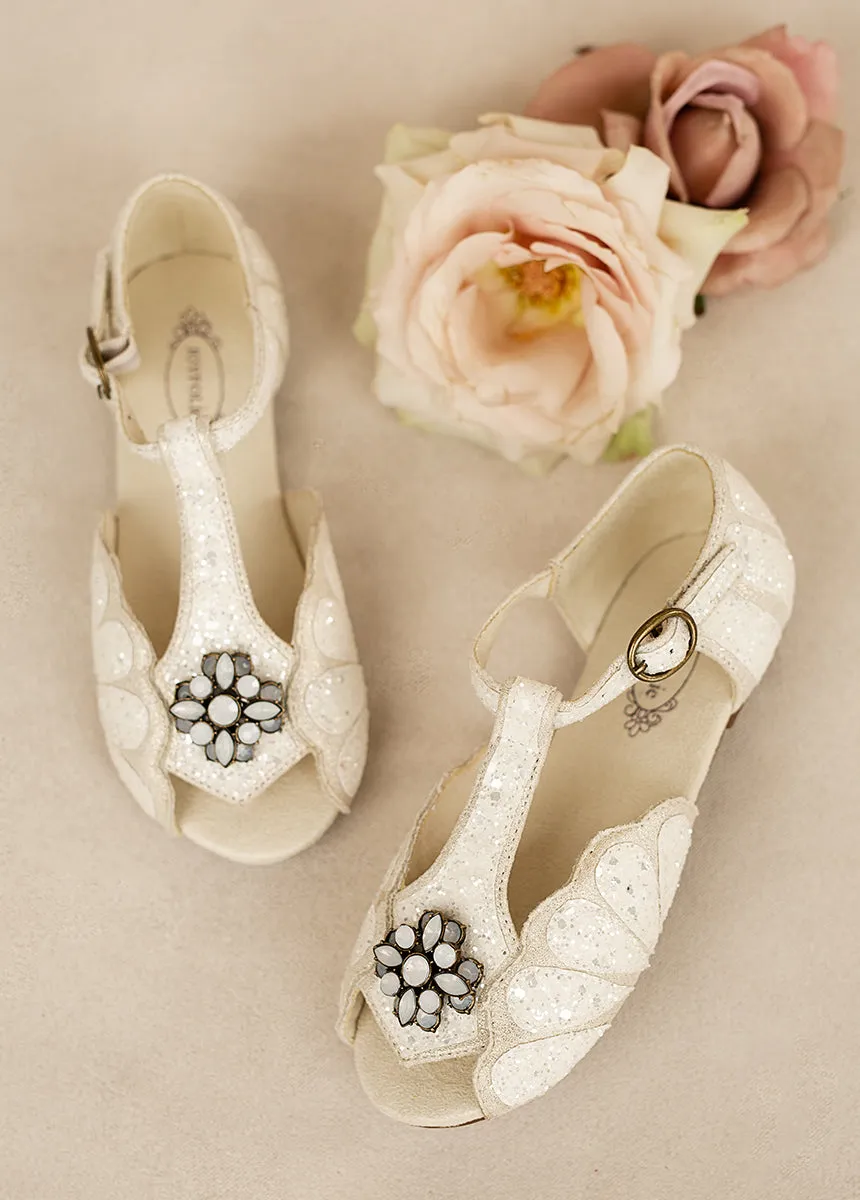 Mari Flower Girl Flat in Ivory