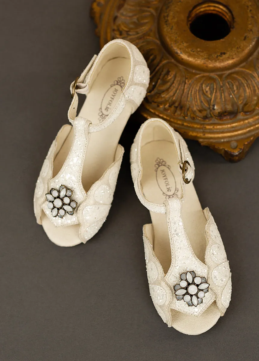 Mari Flower Girl Flat in Ivory