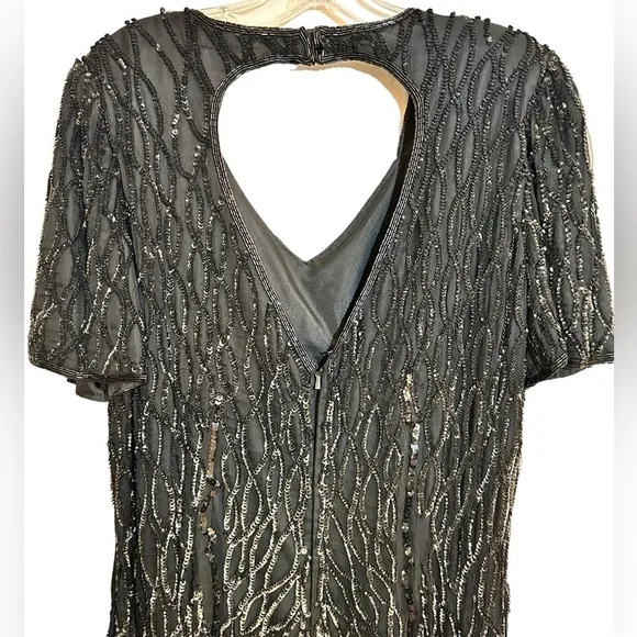 Mark &amp; John By Gopal Black Sequin Beaded Full Length Evening Gown Size Small