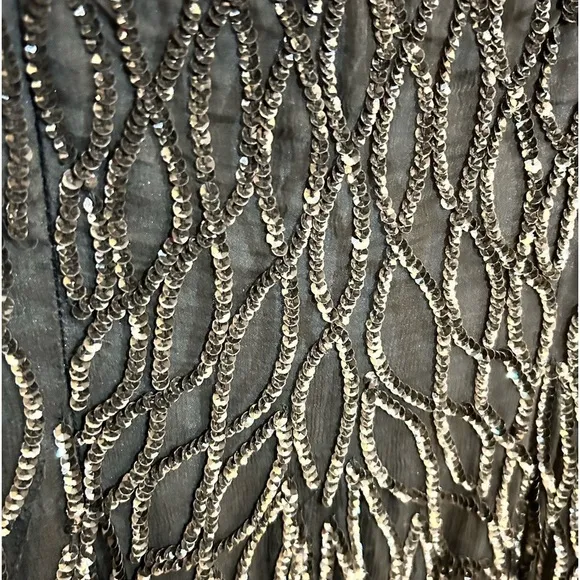 Mark &amp; John By Gopal Black Sequin Beaded Full Length Evening Gown Size Small