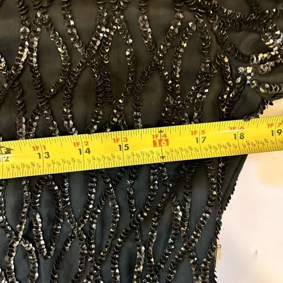 Mark &amp; John By Gopal Black Sequin Beaded Full Length Evening Gown Size Small