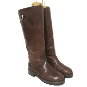 Marni Buckle Knee High Boots Brown Leather Size 37