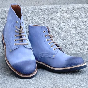 Marão Suede Lace-Up Boots - Blue