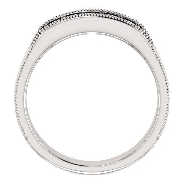 Matthew Round Double Bead Set Milgrain Channel Walls Men's Band