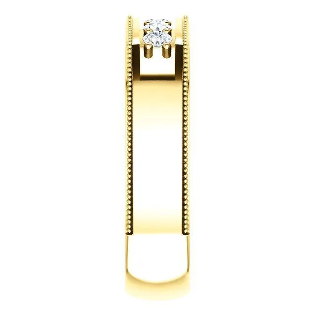Matthew Round Double Bead Set Milgrain Channel Walls Men's Band
