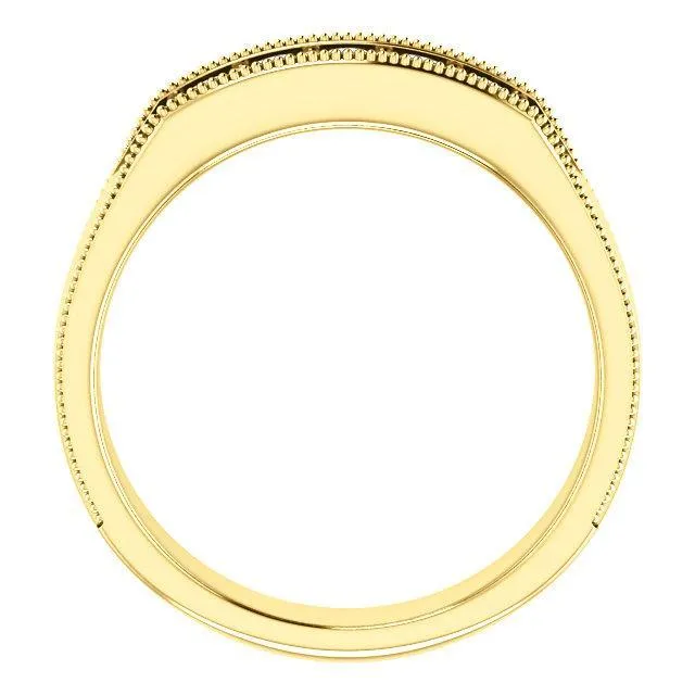 Matthew Round Double Bead Set Milgrain Channel Walls Men's Band