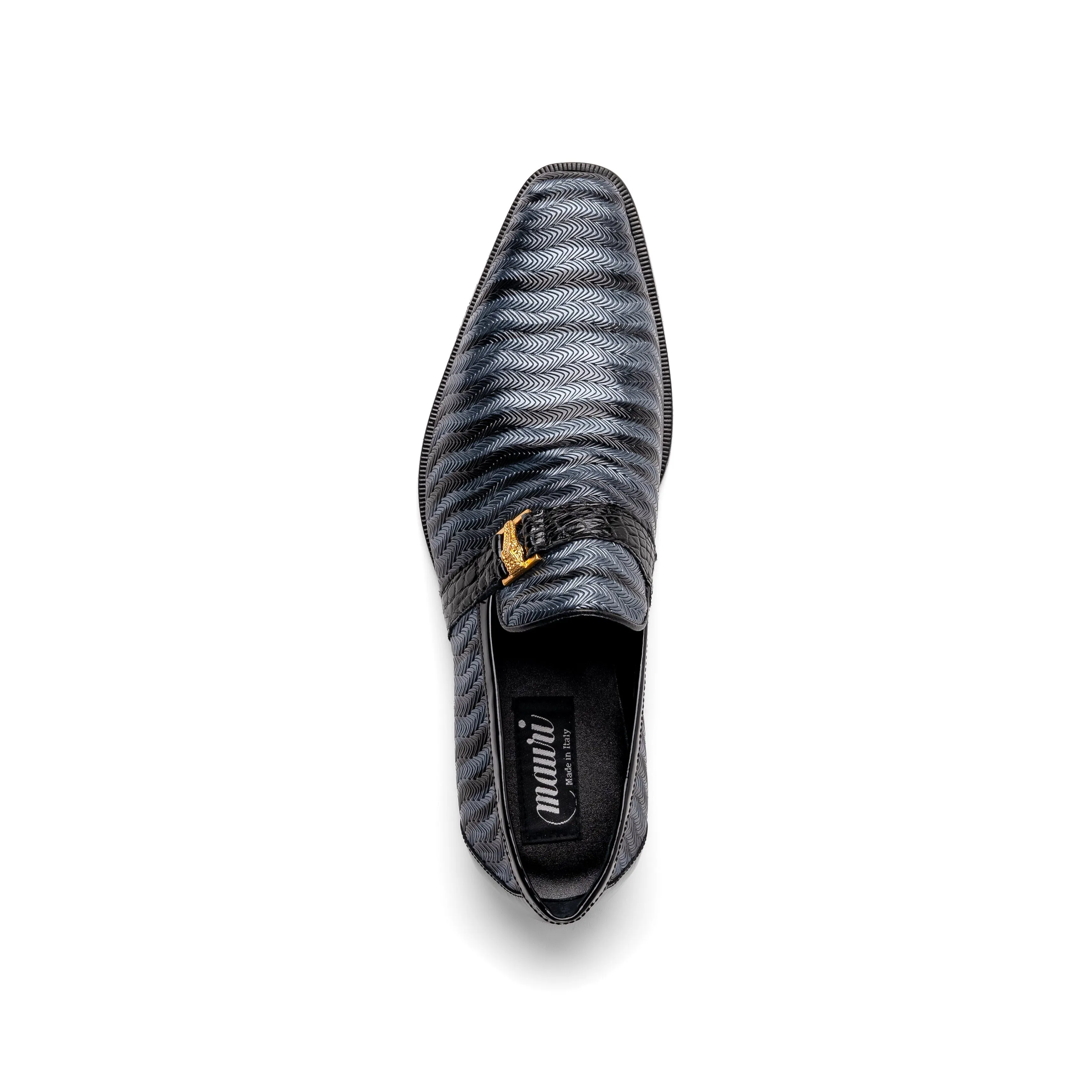 Mauri Elegante Two-Tone Grey / Black Balera Fabric / Alligator / Patent Leather Slip-On Loafers