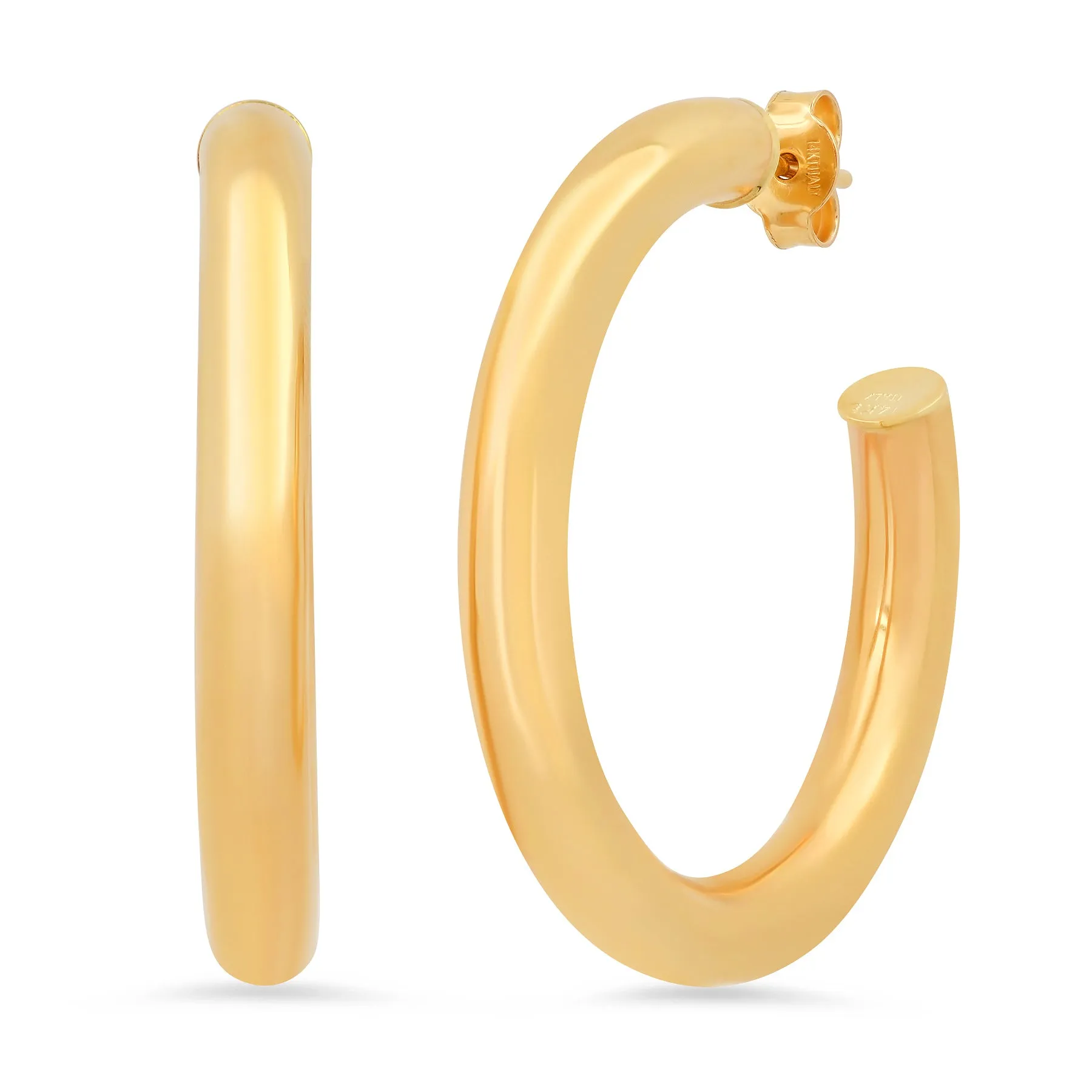 MEDIUM TUBE HOOPS, 14kt GOLD