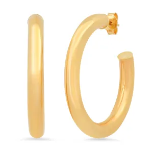 MEDIUM TUBE HOOPS, 14kt GOLD