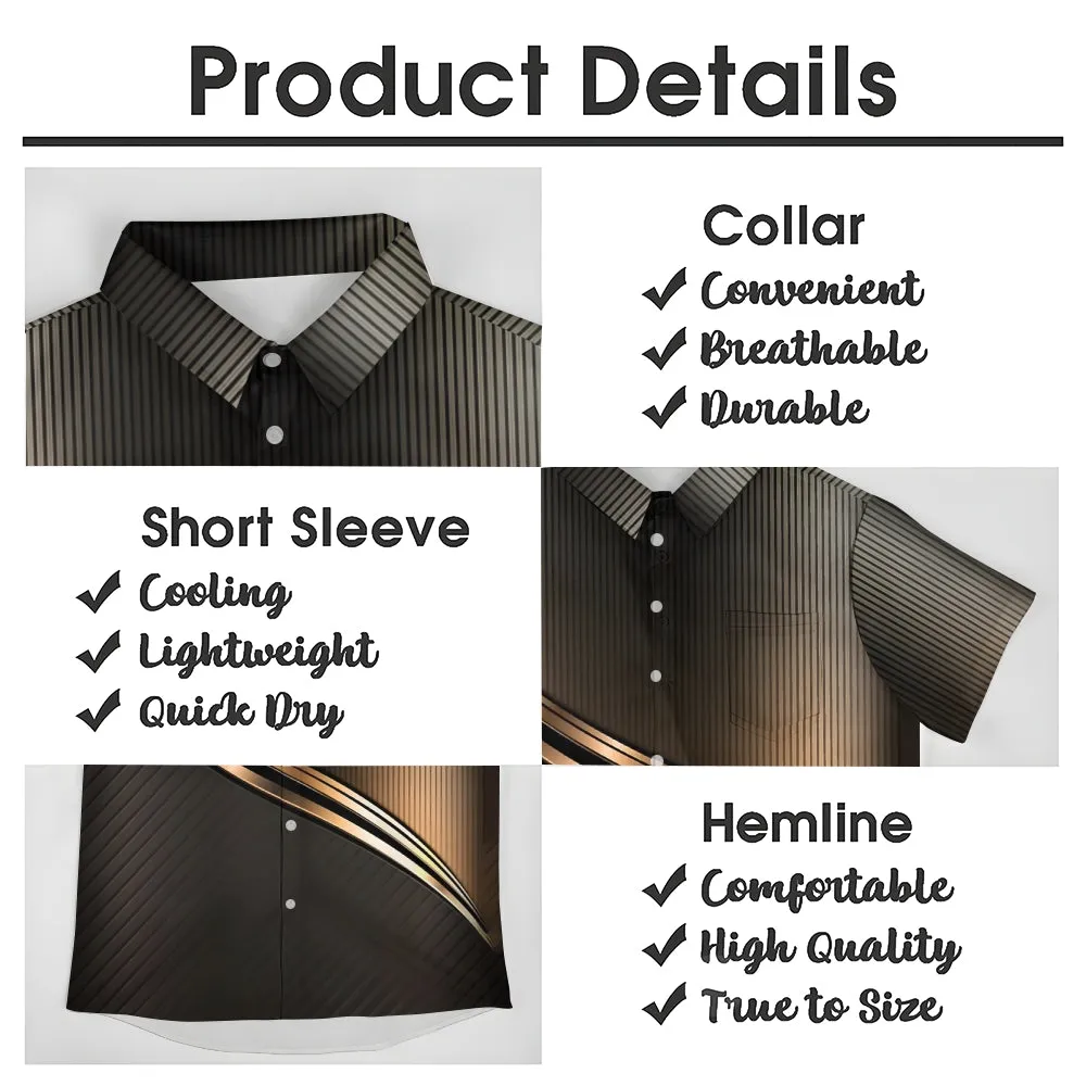 Men's Business 3D Printing Casual Chest Pocket Short Sleeve Shirt 2307101756