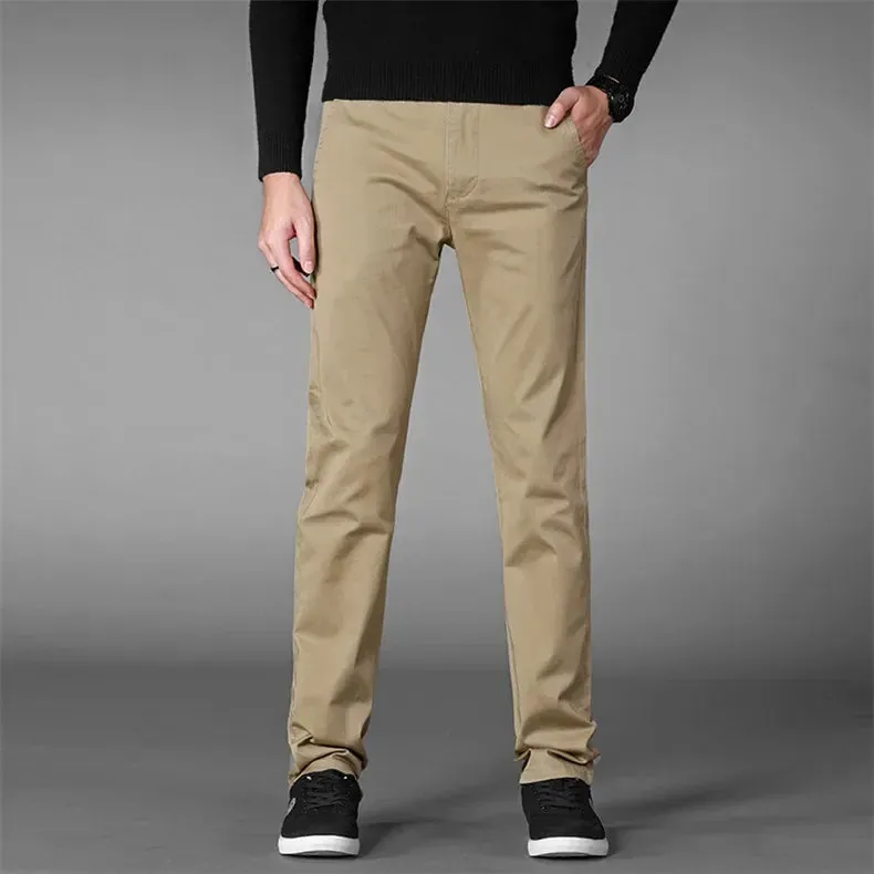 Men's Business Casual Pants: Stretch Cotton Straight Fit Trousers