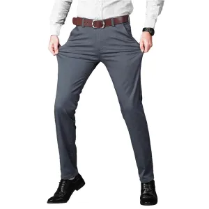 Men's Business Casual Pants: Stretch Cotton Straight Fit Trousers