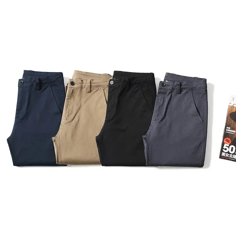 Men's Business Casual Pants: Stretch Cotton Straight Fit Trousers