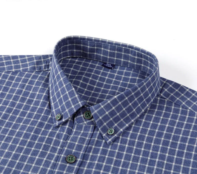 Men's Classic Plaid Cotton Shirt | Brushed Comfort Business Casual