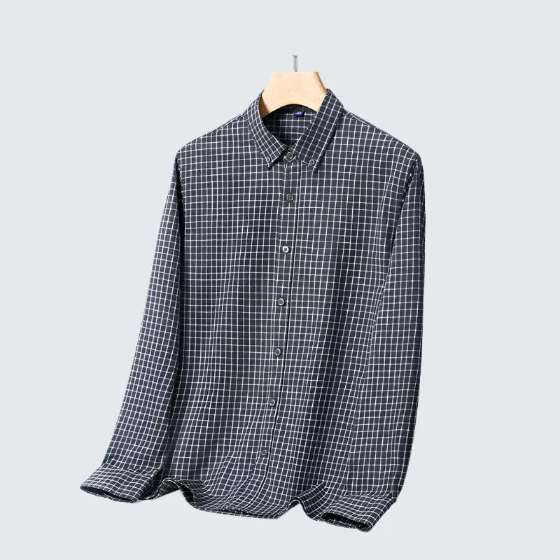 Men's Classic Plaid Cotton Shirt | Brushed Comfort Business Casual