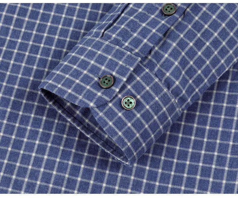 Men's Classic Plaid Cotton Shirt | Brushed Comfort Business Casual