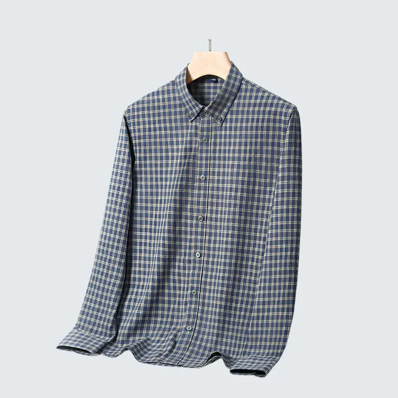 Men's Classic Plaid Cotton Shirt | Brushed Comfort Business Casual