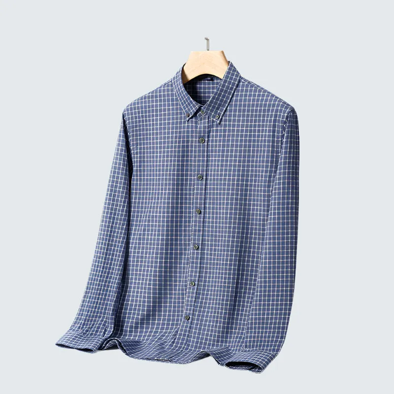 Men's Classic Plaid Cotton Shirt | Brushed Comfort Business Casual