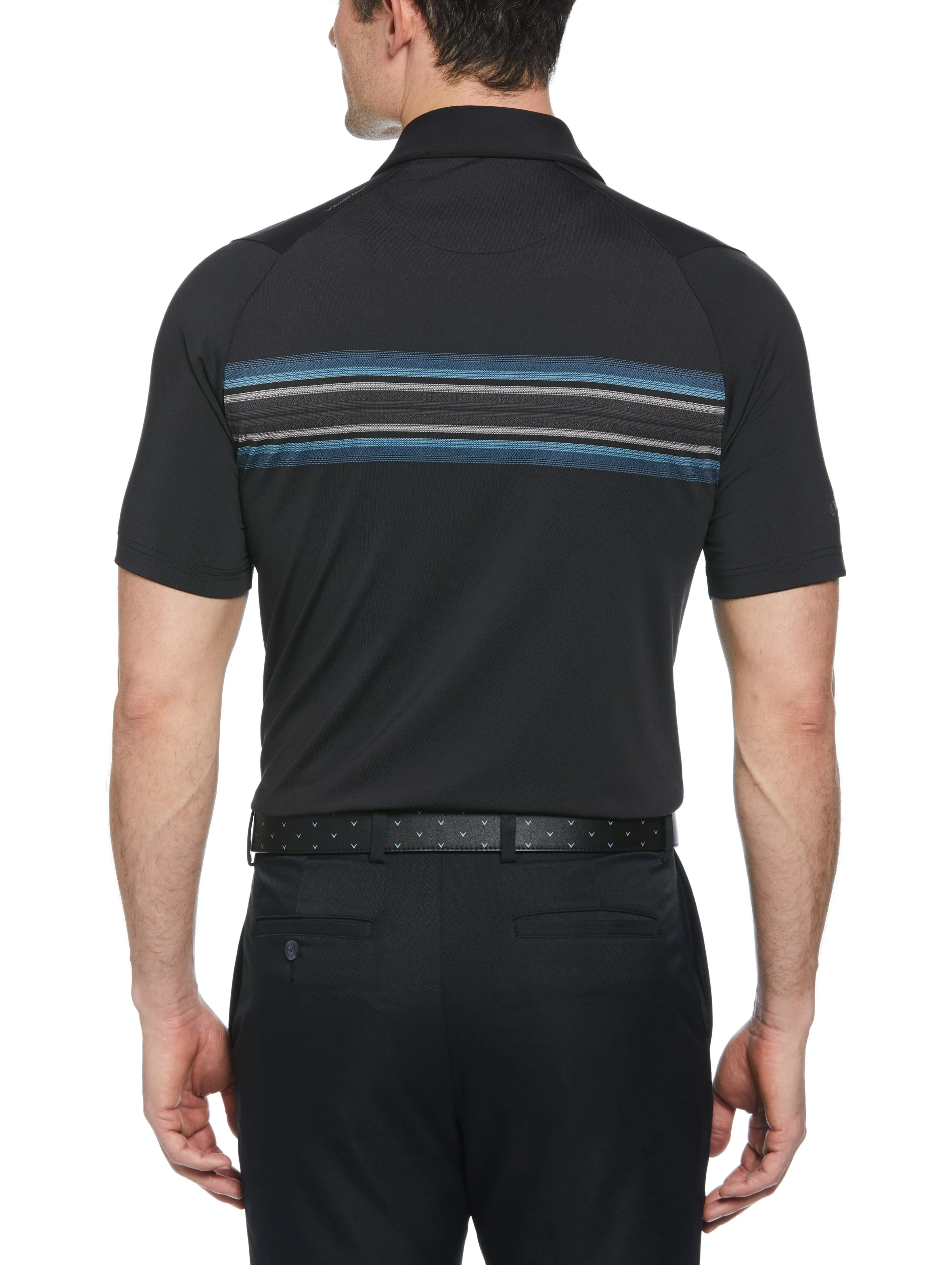 Mens Engineered Oxford Stripe Golf Polo