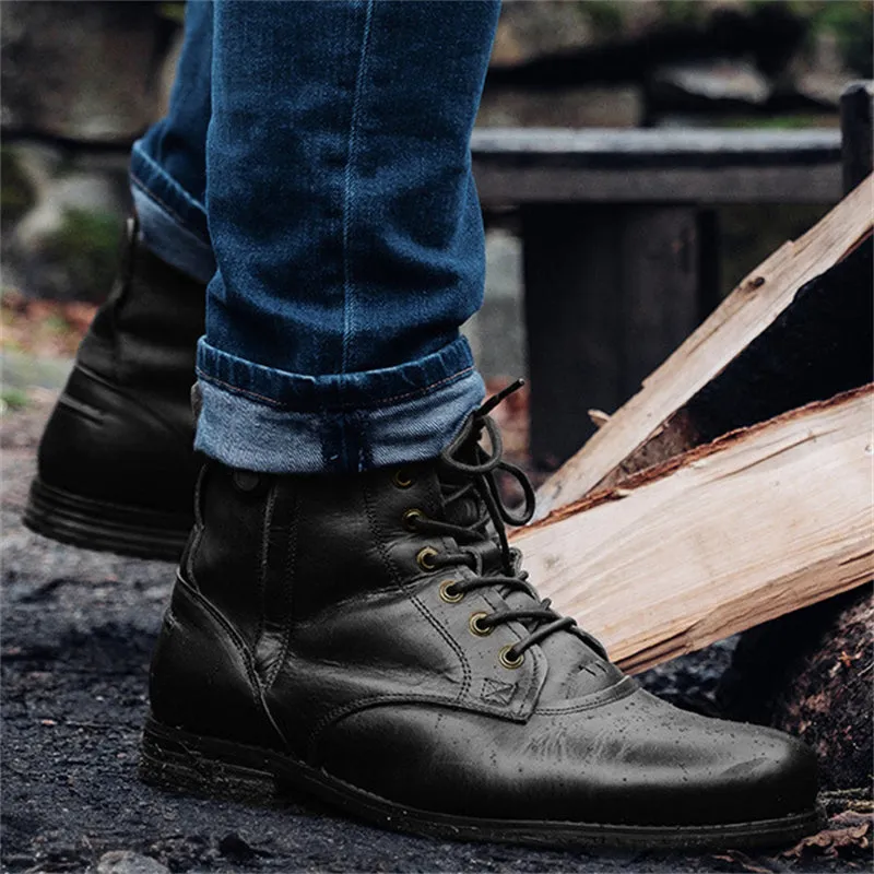 Men's Fashion Front Lace-Up Fastening Martin Boots