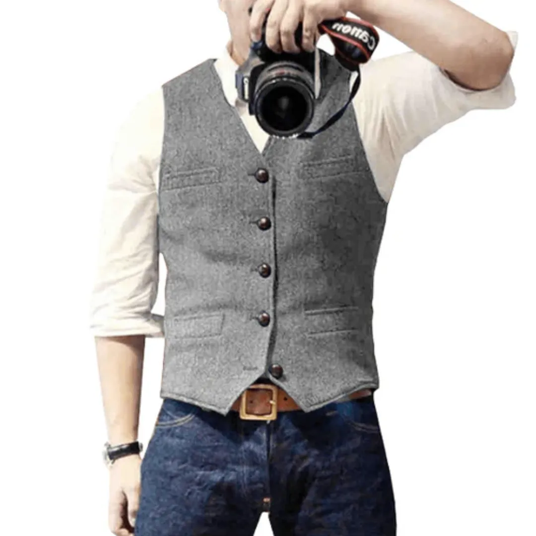 Men's Formal Button Down Vintage Vest | Lightweight
