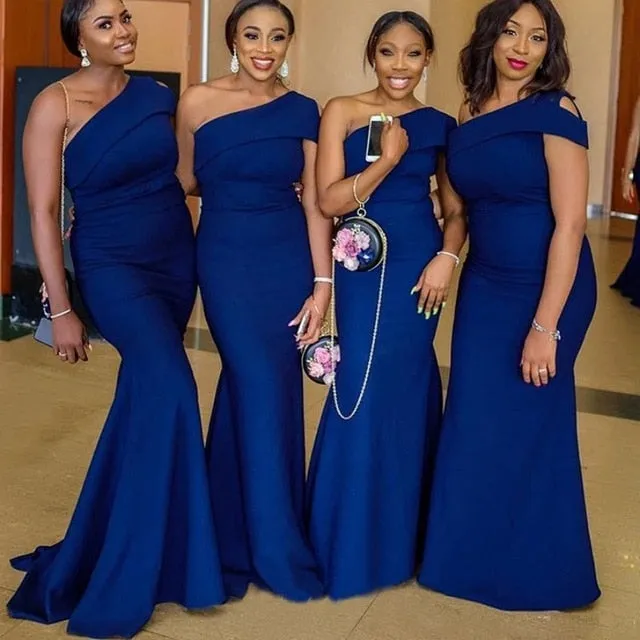 Mermaid One Shoulder Bridesmaid Evening Formal Gown