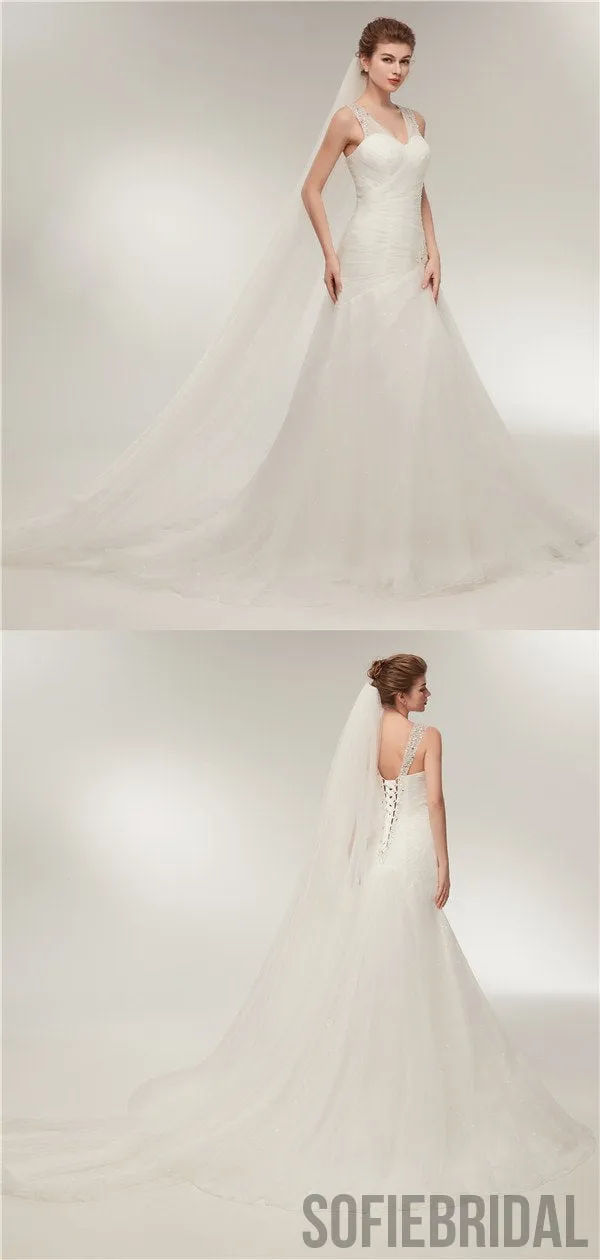 Mermaid Sweetheart Beading Elegant Wedding Dresses With Pleats WD0459