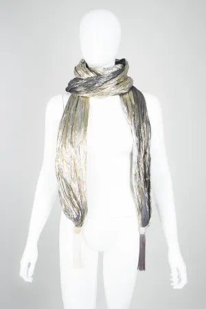 Metallic Lamé Tassel Scarf Wrap