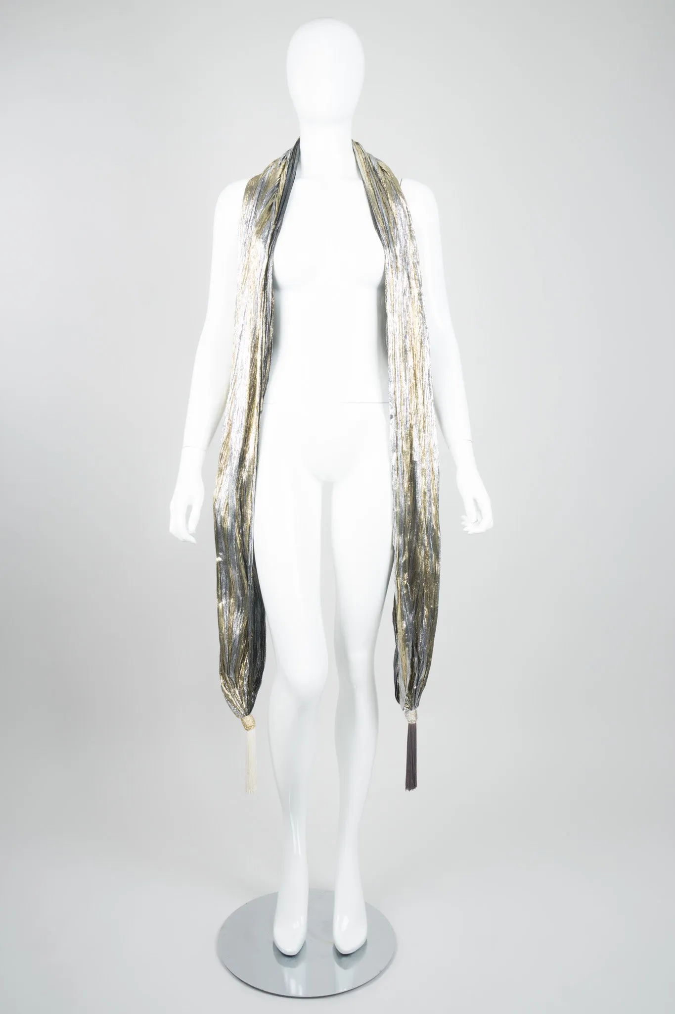 Metallic Lamé Tassel Scarf Wrap