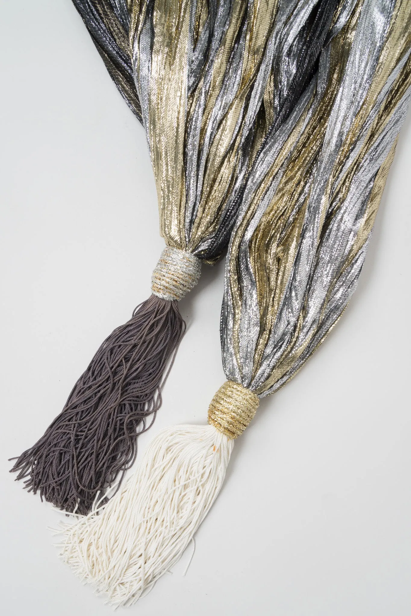 Metallic Lamé Tassel Scarf Wrap