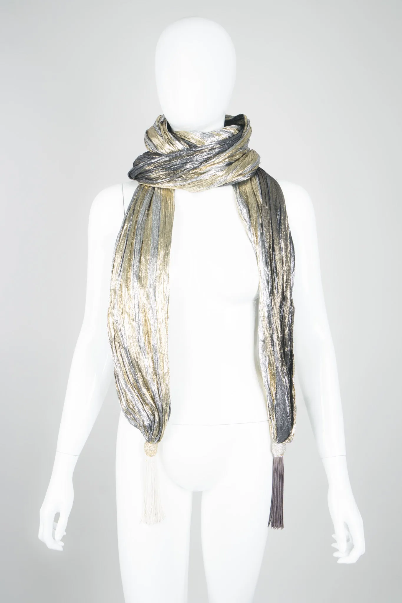 Metallic Lamé Tassel Scarf Wrap