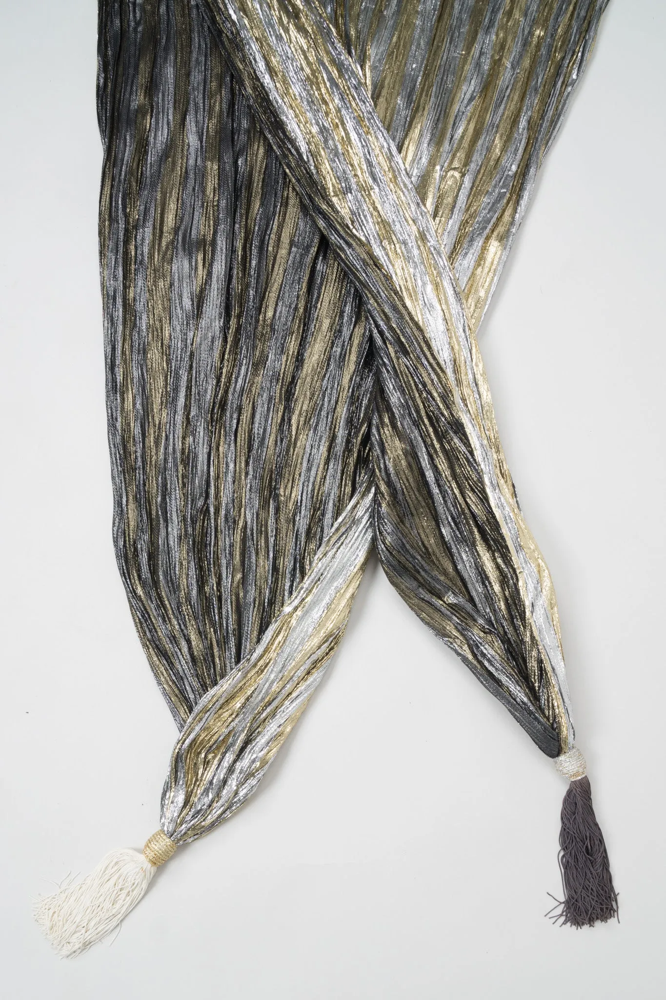 Metallic Lamé Tassel Scarf Wrap