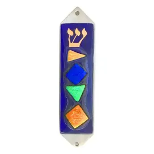 Mezuzah Blue Dichroic JZBS by Beames Designs