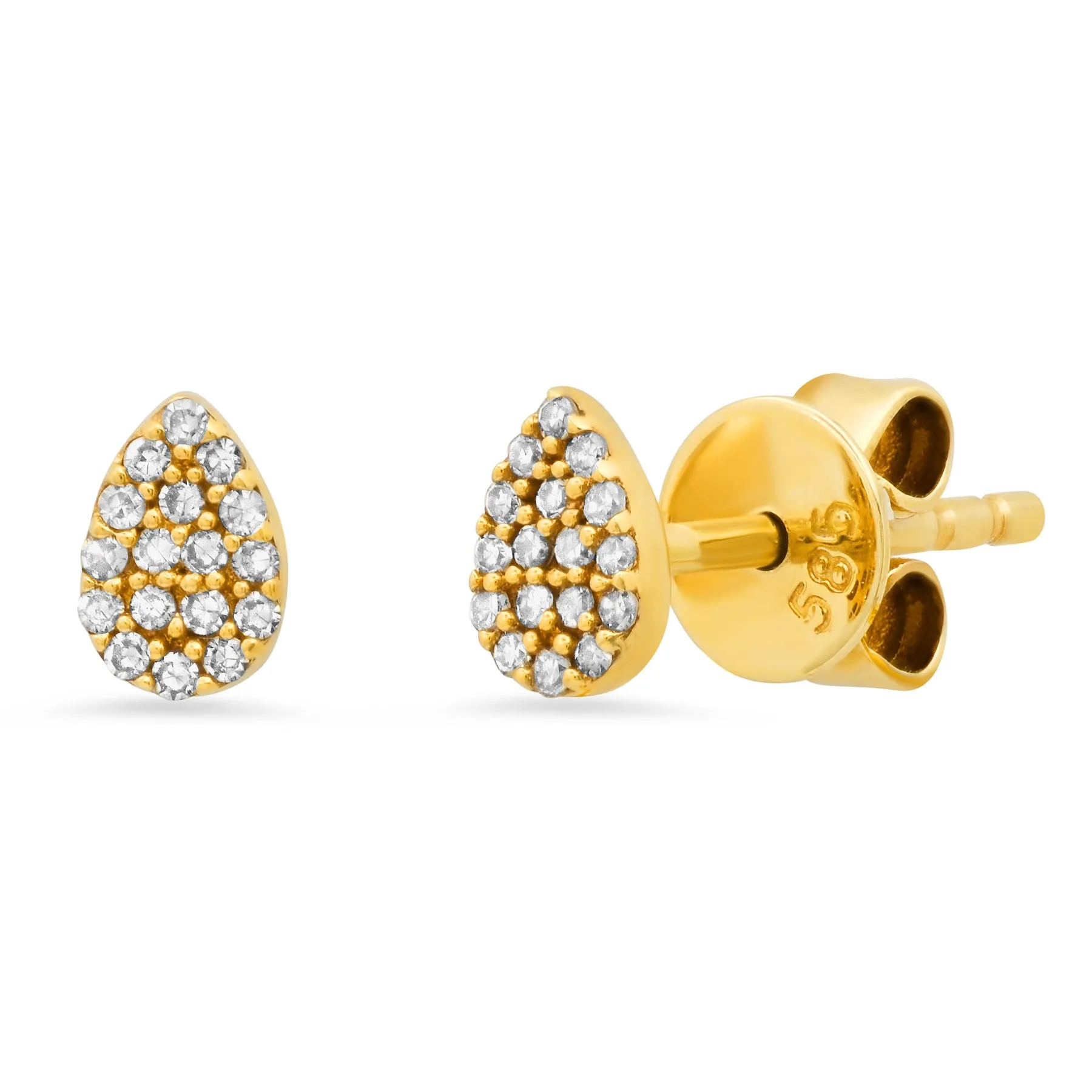 Mini Diamond Pear Studs Diamond 14kt Gold