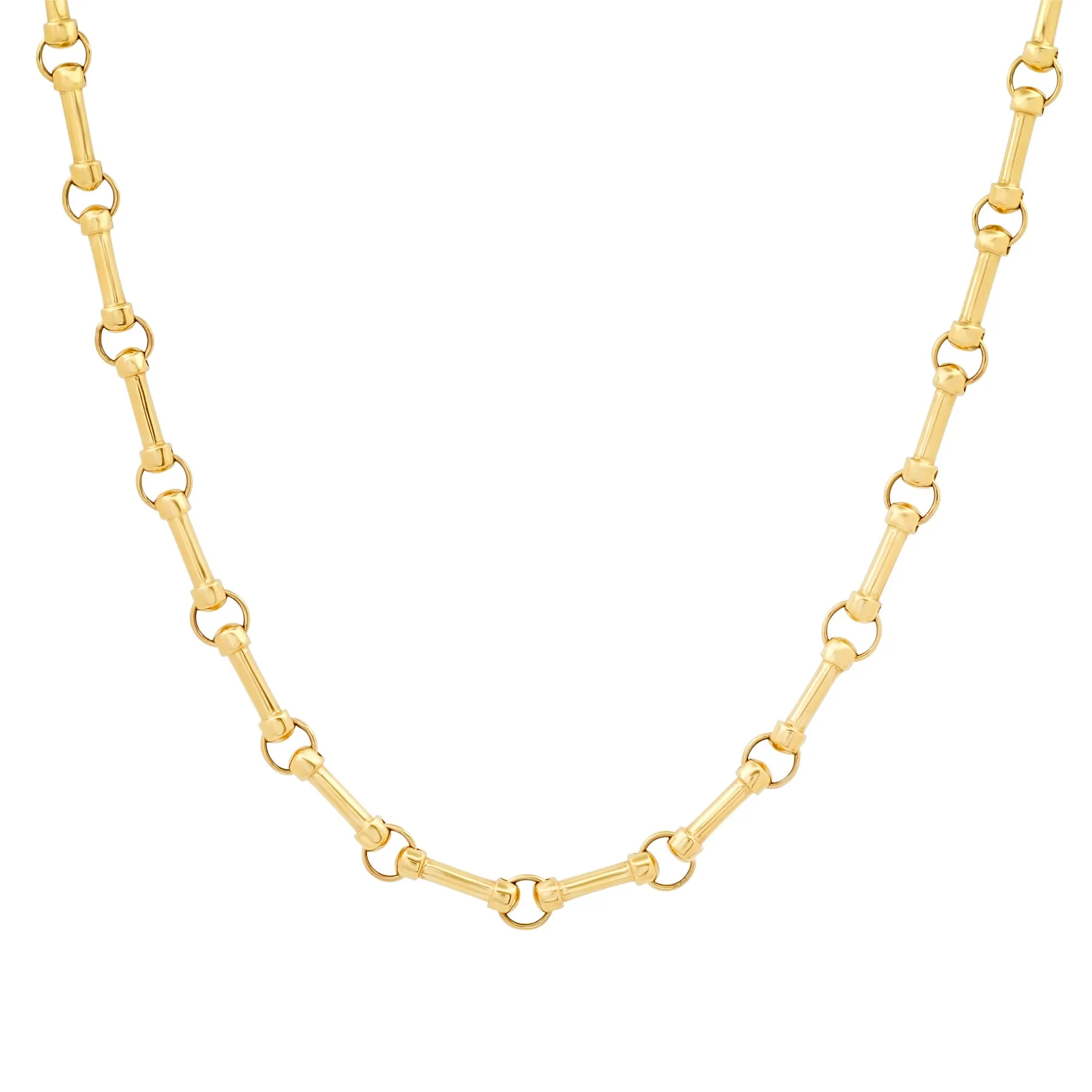 MINI DUMBBELL LINK CHAIN, 14kt GOLD