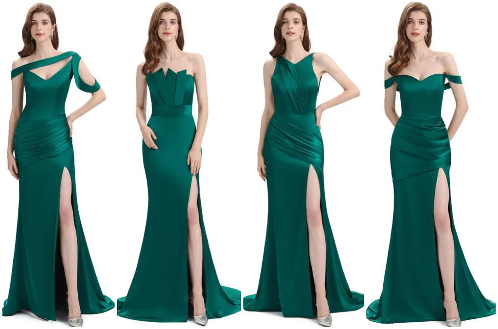 Mismatched Mermaid Emerald Green Sexy Elegant Mermaid Long Bridesmaid Dresses, WG641