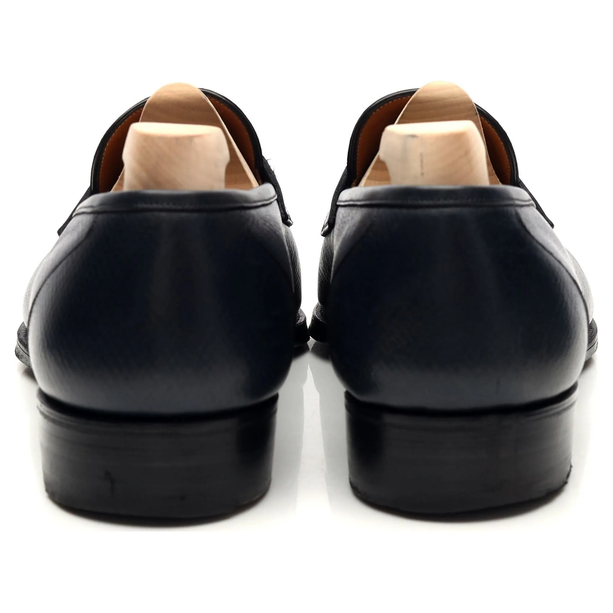 'Monaco' Navy Blue Grain Leather Loafers UK 7.5 F