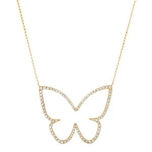 MONARCH DIAMOND BUTTERFLY NECKLACE, 14kt GOLD