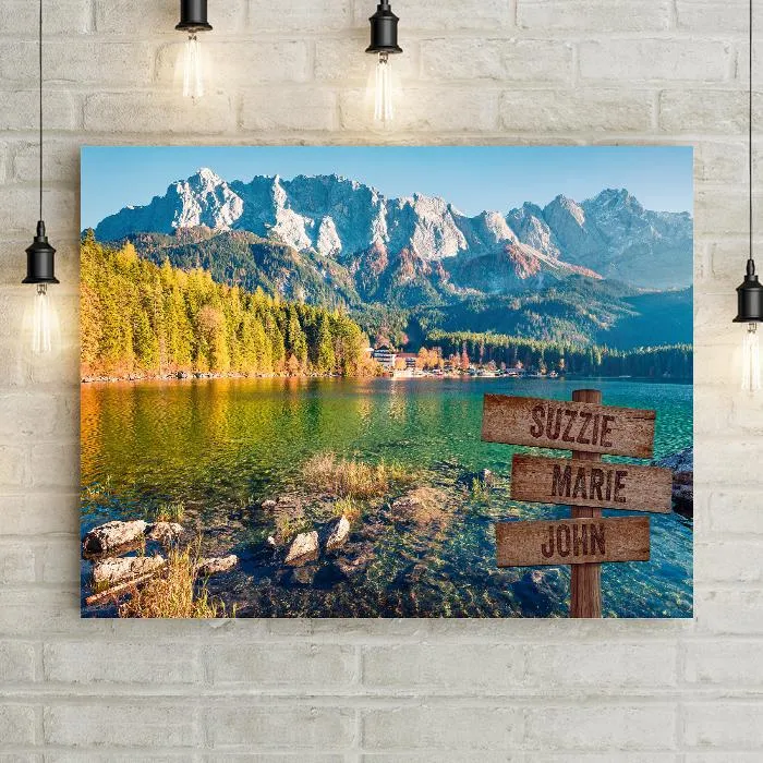 Mountainside Lake Personalized Premium Canvas