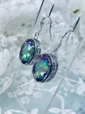 Mystic Earrings, Oval Gemstones, Victorian style Filigree, Persian Design E230
