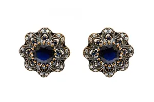 Navy Blue Stone Turkish Silver Stud Earrings
