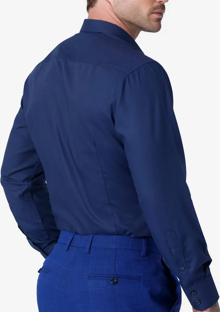 Navy Cotton Micro Dobby Shirt
