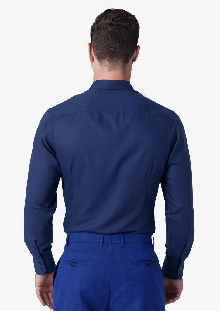 Navy Cotton Micro Dobby Shirt