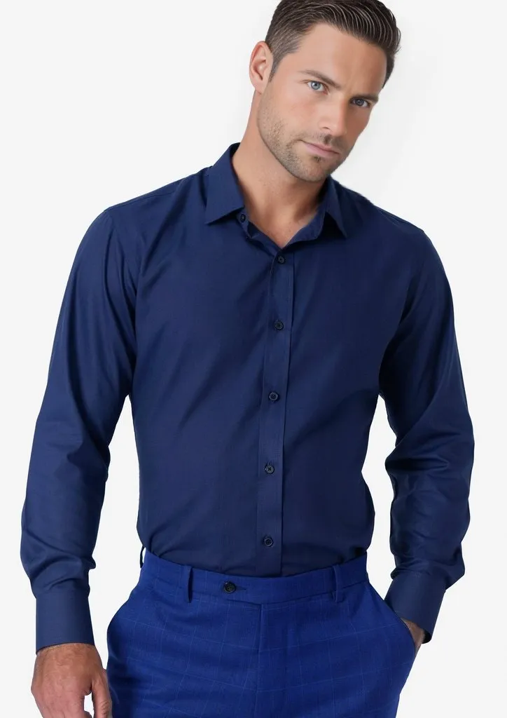 Navy Cotton Micro Dobby Shirt