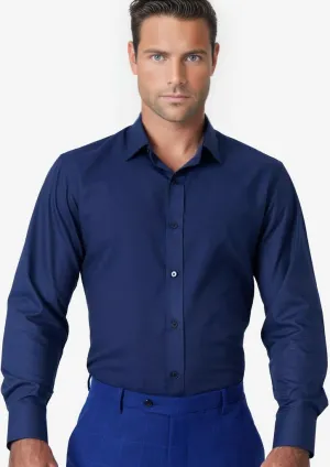 Navy Cotton Micro Dobby Shirt