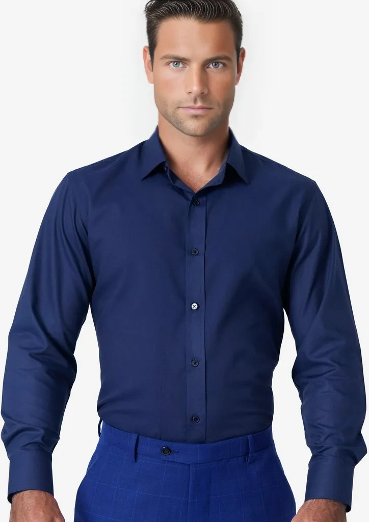 Navy Cotton Micro Dobby Shirt