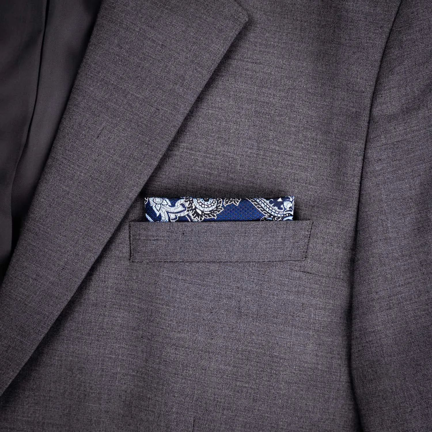 Navy Paisley Pocket Square